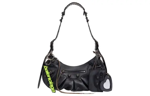 Balenciaga Le Cagole Cow Leather Handbag Crescent Bag Dumpling Bag Crescent Bag Shoulder Bag Small Women's Dark Blue