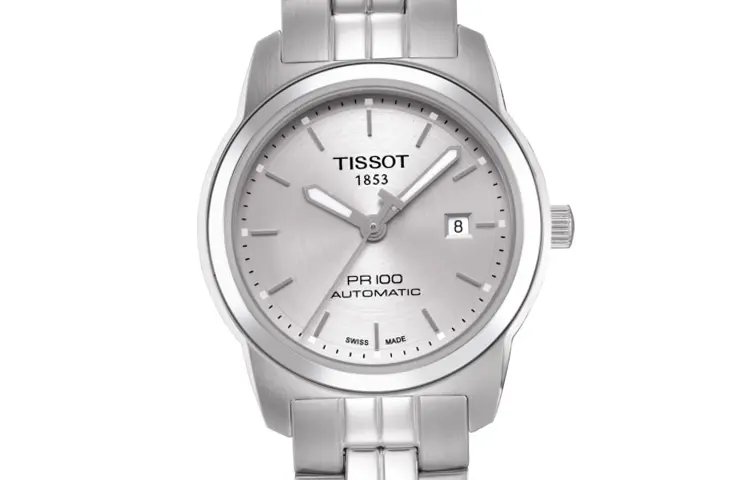 TISSOT PR100 Collection Automatic Mechanical Movement Women's Watch 28mm Silver Dial Stainless Steel Case