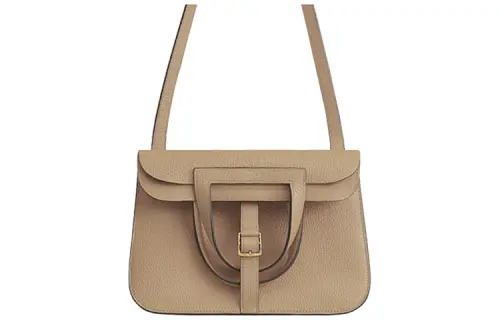 HERMES Halzan Clemence Bullock Leather Handbag, Shoulder Bag, Crossbody Bag Women's S2 Trench Coat Beige
