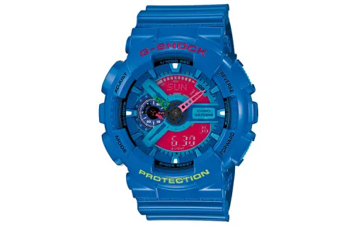 CASIO Men Liquid Crystal/Analog Dual Display Series Blue Watch GA-110HC-2A