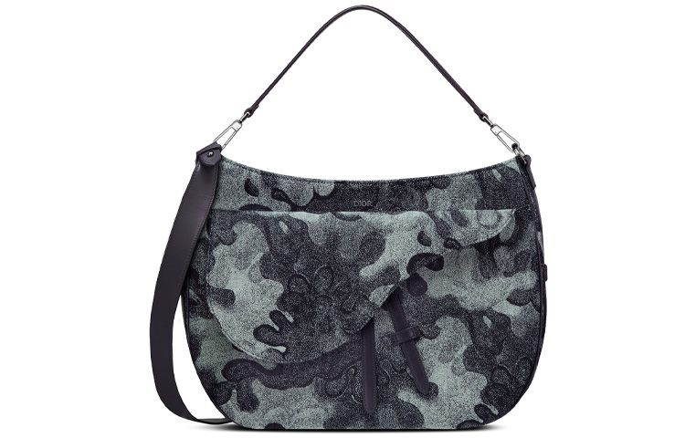 DIOR PETER DOIG Collaboration Saddle Denim Jacquard Pattern One Shoulder Handbag, Crossbody Bag Men's Camouflage