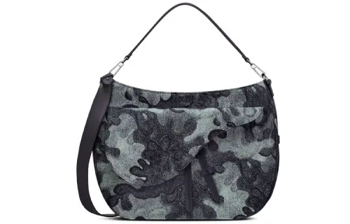 DIOR PETER DOIG Collaboration Saddle Denim Jacquard Pattern One Shoulder Handbag, Crossbody Bag Men's Camouflage