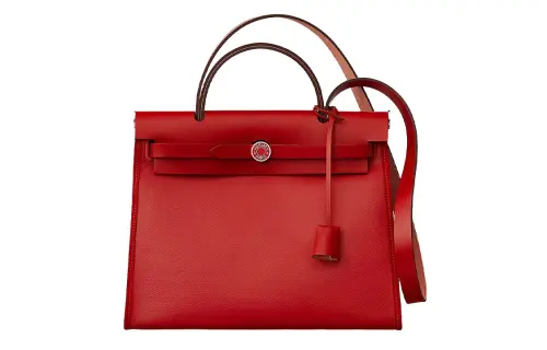 HERMES Herbag Zip Waterproof Canvas With Leather Shoulder Bag, Crossbody Bag, Handbag 31 Unisex Pepper Red