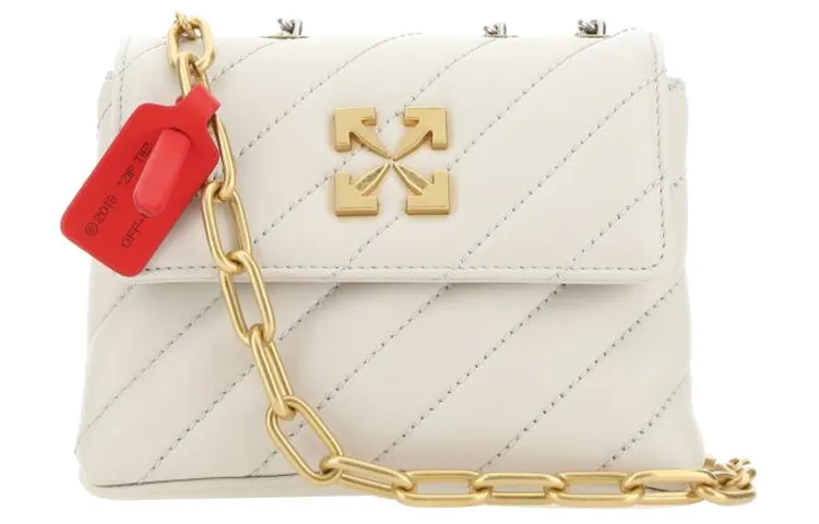 OFF WHITE Leather Chain Bag, Handbag, Shoulder Bag Women's Ivory White