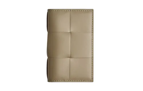 Bottega Veneta Calfskin Card Holder Men's Taupe