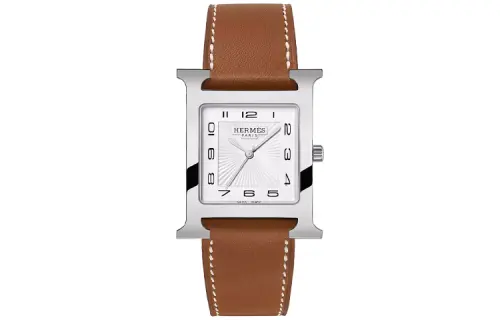 HERMES Heure H Collection Wrist Watches Quartz Movement Genuine Leather Strap White Dial Women's Watch W036833WW00