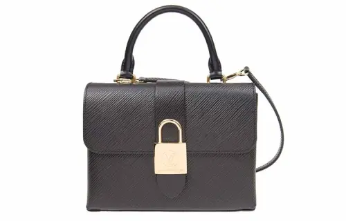 LOUIS VUITTON Locky Cow Leather Lockable Handbag, Shoulder Bag Regular Women's Black