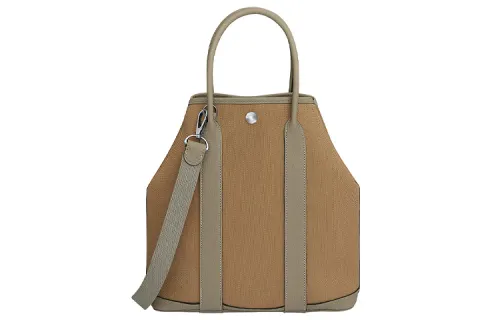 HERMES GARDEN FILE 28 Calfskin With Canvas Shoulder Bag, Crossbody Bag, Handbag Women's Brown