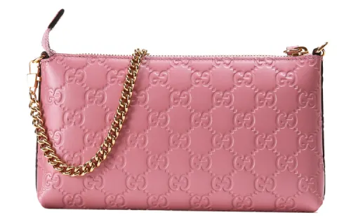 GUCCI Cow Leather Wallet, Handbag, Shoulder Bag, Crossbody Bag Small Women's Pink/Candy