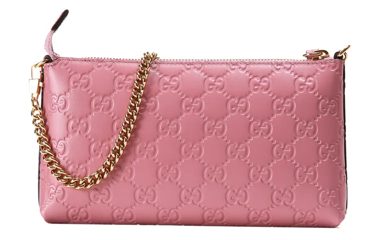 GUCCI Cow Leather Wallet, Handbag, Shoulder Bag, Crossbody Bag Small Women's Pink/Candy