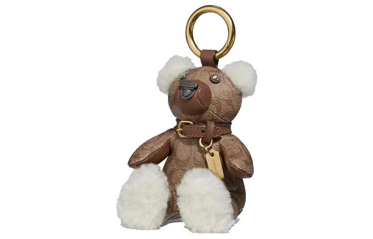 COACH Leather Plush Bear Charm Bag Merchandise Unisex Brown