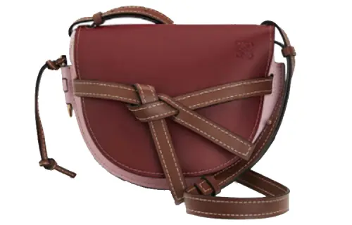 LOEWE Gate Cow Leather Crossbody Bags Small Women's Burgundy/Pink