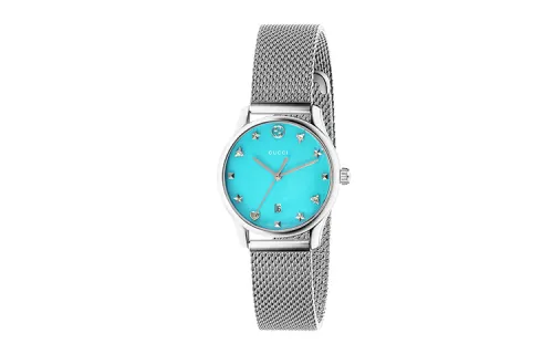 GUCCI G Timeless Collection Wrist Watches Quartz Movement Stainless Steel Strap Blue Dial Women's Watch