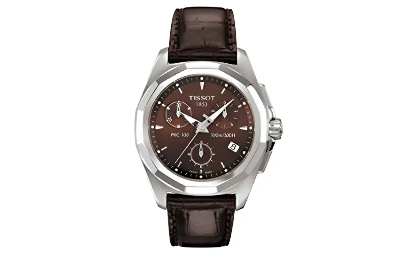 TISSOT PRC100 Quartz Movement Women's Watch 33mm Coffee Watch Dial Stainless Steel Case Leather Strap