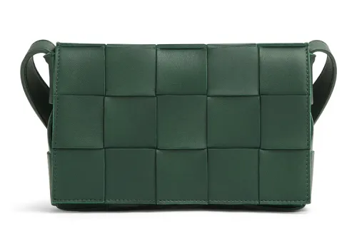 Bottega Veneta CASSETTE Sheepskin Leather Patchwork Crossbody Bags Medium Women's Rain Tree Green