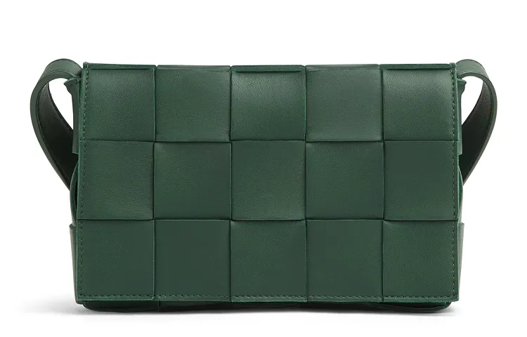 Bottega Veneta CASSETTE Sheepskin Leather Patchwork Crossbody Bags Medium Women's Rain Tree Green