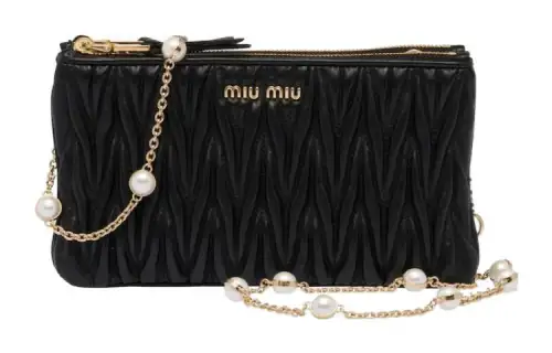MIU MIU Nappa Leather Handheld Shoulder Bag Women's Black