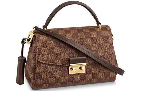 LOUIS VUITTON Croisette Damier Ebene Coated Canvas With Leather Trim Handbag, Crossbody Bag, Shoulder Bag Women's Brown