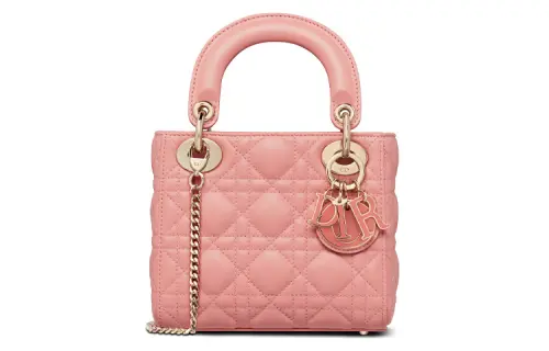DIOR Lady Dior Sheepskin Handbag, Portable Crossbody Bag, Shoulder Bag Women's Candy/Peach Blossom Pink