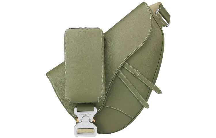 DIOR Grained Calfskin Sling Bag Men's Khaki