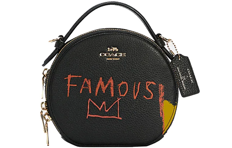 COACH Basquiat Collaboration Canteen Leather Handbag, Crossbody Bag Small Women's Black