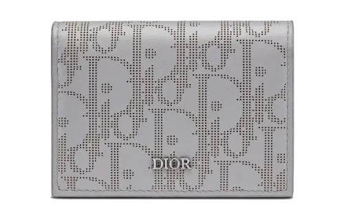 DIOR Leather Card Holder, Coin Purse Men's Silver