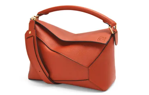 LOEWE Puzzle Sheepskin Handbag Medium Women's Red Orange