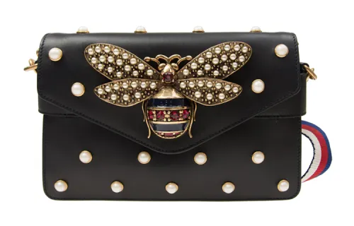 GUCCI Leather Shoulder Bag, Crossbody Bag Women's Black