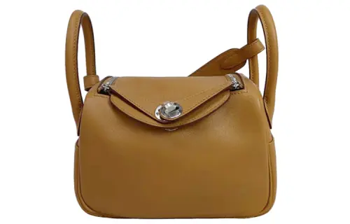 HERMES Lindy Swift Calfskin Handbag 19 Women's 2S Sesame Seeds & 9R Lemon