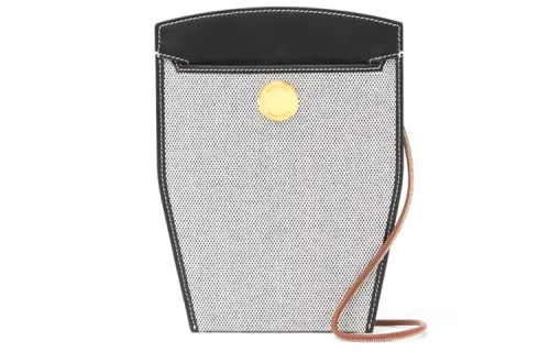 Burberry Canvas With Leather Shoulder Bag, Necklace, Cell Phone Pouch Unisex Black/Tan