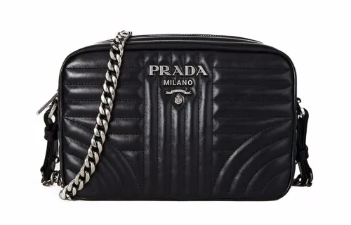 PRADA Cow Leather Shoulder Bag Women's Black