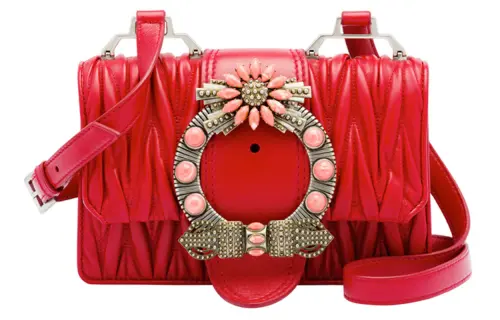 MIU MIU Soft Sheepskin Shoulder Bag, Crossbody Bag Women's Red