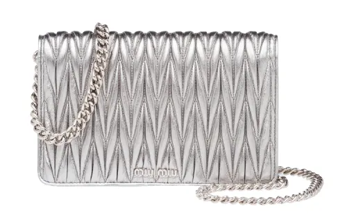 MIU MIU Soft Sheep Leather Shoulder Bag, Crossbody Bag Women's Silver
