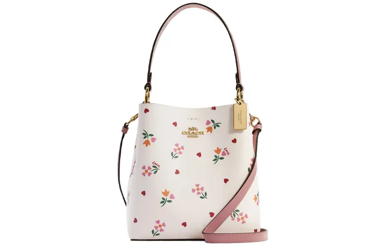 COACH Town Coated Canvas With Leather Bucket Bag, Handbag, Shoulder Bag, Crossbody Bag Small Women's