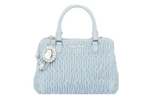 MIU MIU Lambskin Handbag Women's Sky Blue