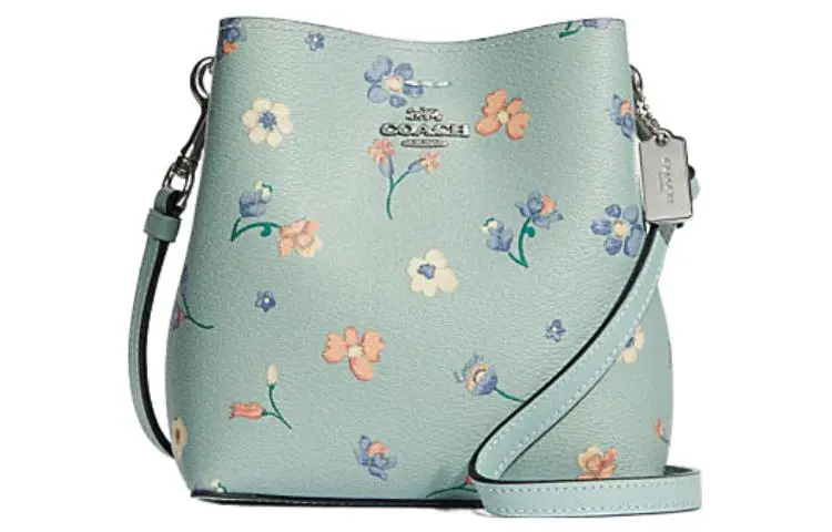 COACH Town Artificial Leather Bucket Bag, Handbag, Shoulder Bag, Crossbody Bag Mini Women's Lake Aqua Green