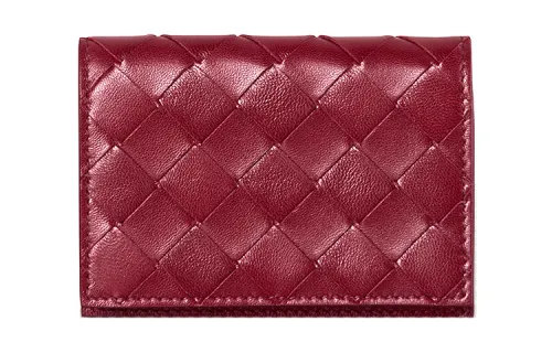 Bottega Veneta Cow Leather Card Holder Women's Bordeaux Red