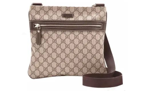 GUCCI Canvas With Leather Messenger Bag, Shoulder Bag, Crossbody Bag Regular Men's Ebony/Brown