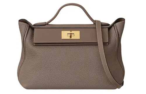 HERMES 24/24 Togo Leather Swift Calfskin Crossbody Handbag, Shoulder Bag Women's Elephant Gray