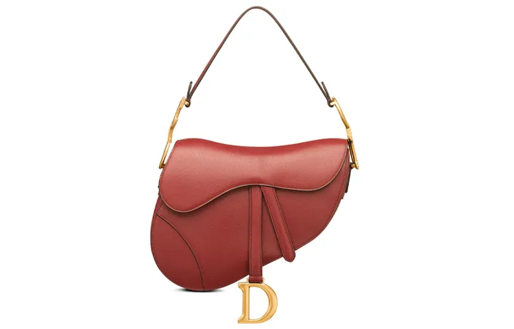 DIOR Saddle Sheepskin Saddle Bag Clutch Women's Brick Red