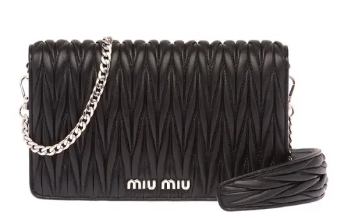 MIU MIU Leather Shoulder Bag, Crossbody Bag Women's Black