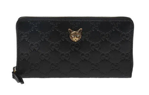 GUCCI Leather Wallet Women's Black