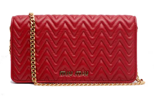 MIU MIU Sheepskin Crossbody Bags Women's Red
