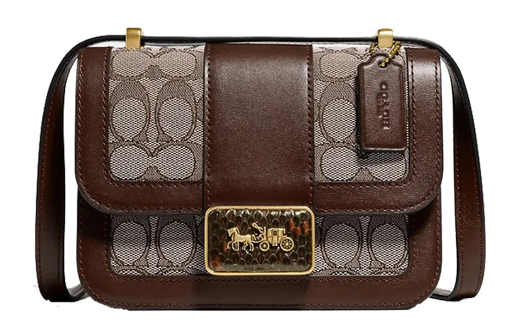 COACH Alie Cow Leather With Snake Skin Messenger Bag, Small Square Bag, Shoulder Bag, Crossbody Bag Small Women's