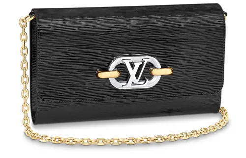 LOUIS VUITTON Leather One Shoulder Clutch Women's Black
