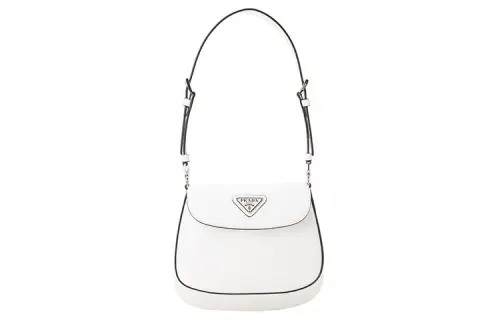 PRADA Cleo Leather Shoulder Bag Women's White