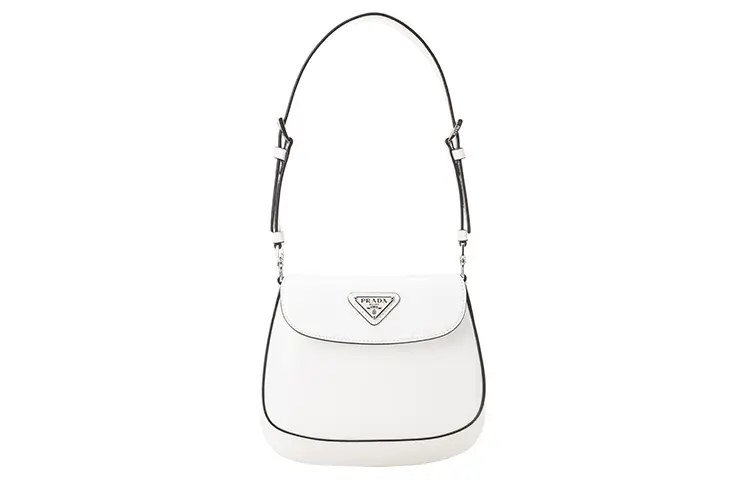 PRADA Cleo Leather Shoulder Bag Women's White