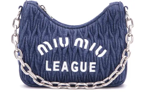 MIU MIU Cotton Handbag, Shoulder Bag Women's Blue