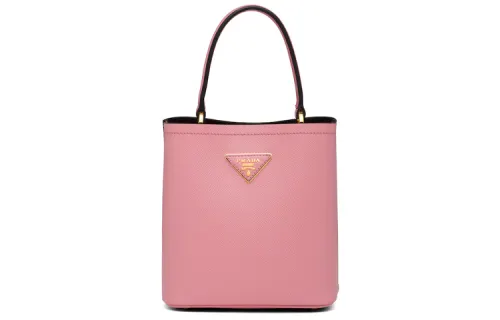 PRADA Leather One Shoulder Handbag Women's Petal Pink & Black