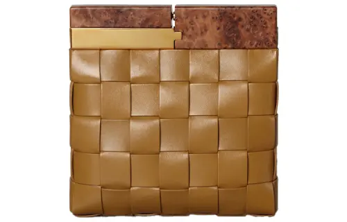 Bottega Veneta Lambskin Crossbody Bag Women's Camel Brown